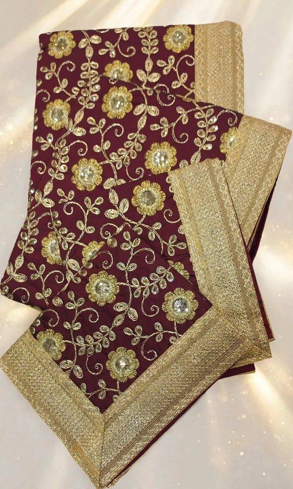Maroon Gold Floral Rumala Sahib
